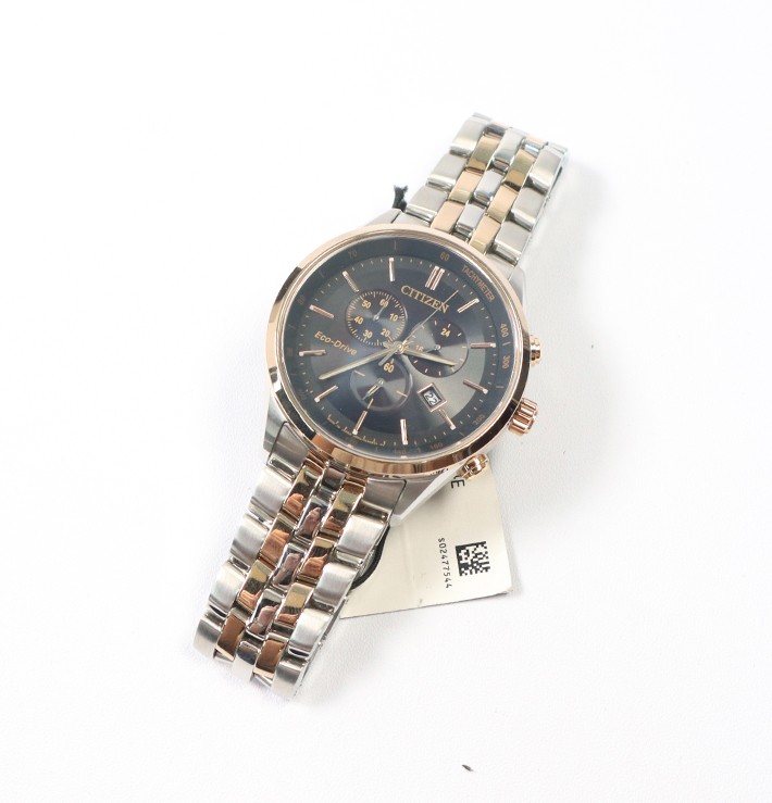 95新 西铁城 光动能不锈钢间玫瑰金色表带男表at2144-54e - 让你放心